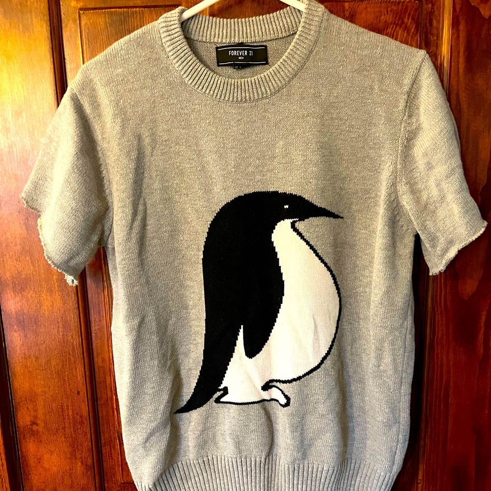 Penguin sweater with cropped sleeves